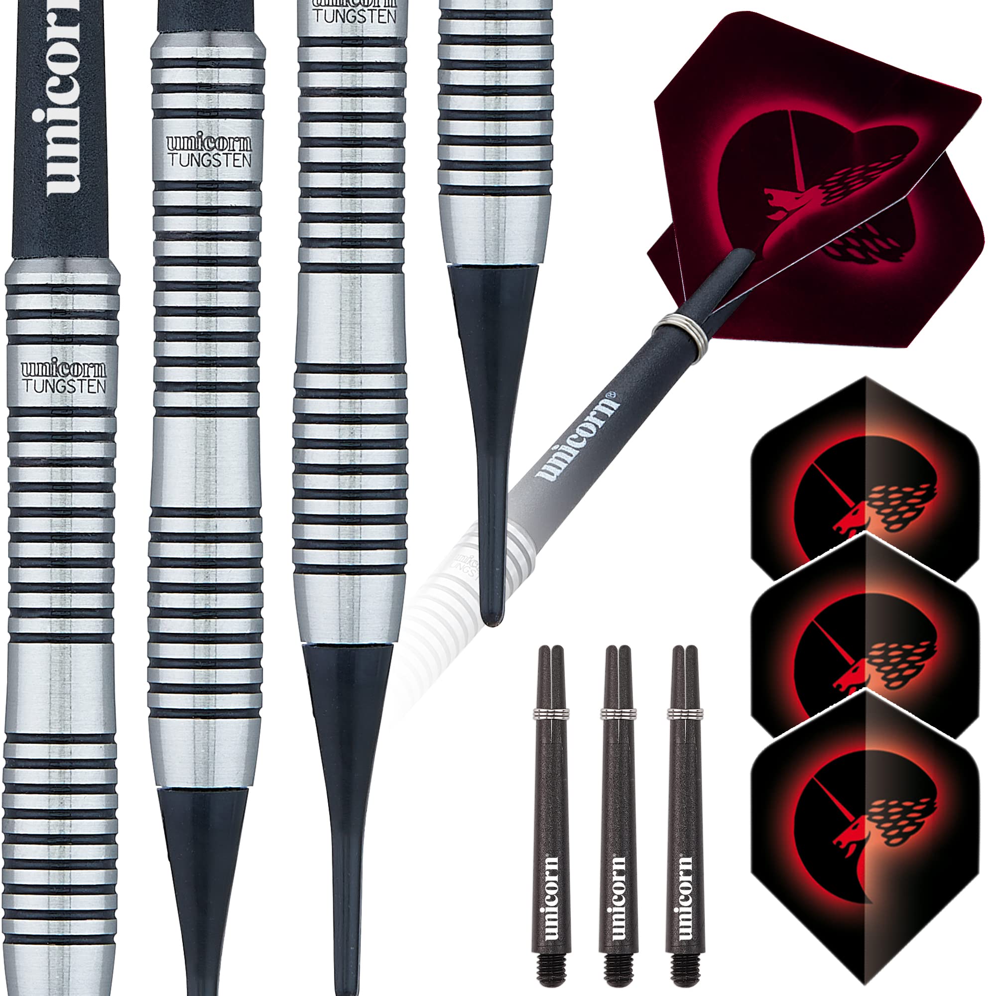 Unicorn Soft Tip Darts Set, Silver / Black, 18 g