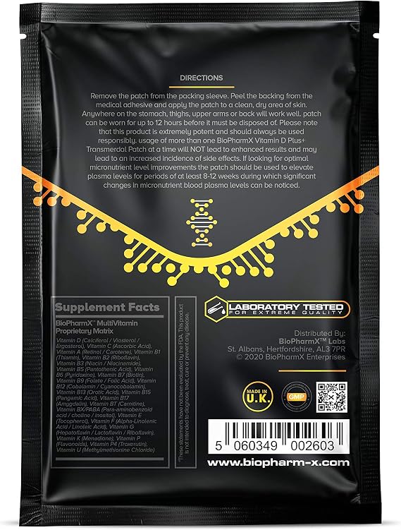 Vitamin D3 4000iu Patch Plus+ 30-Day Supply | High Strength Vitamin D Transdermal Patch for Immune Support & Bone Health | Better Absorption Than Tablets