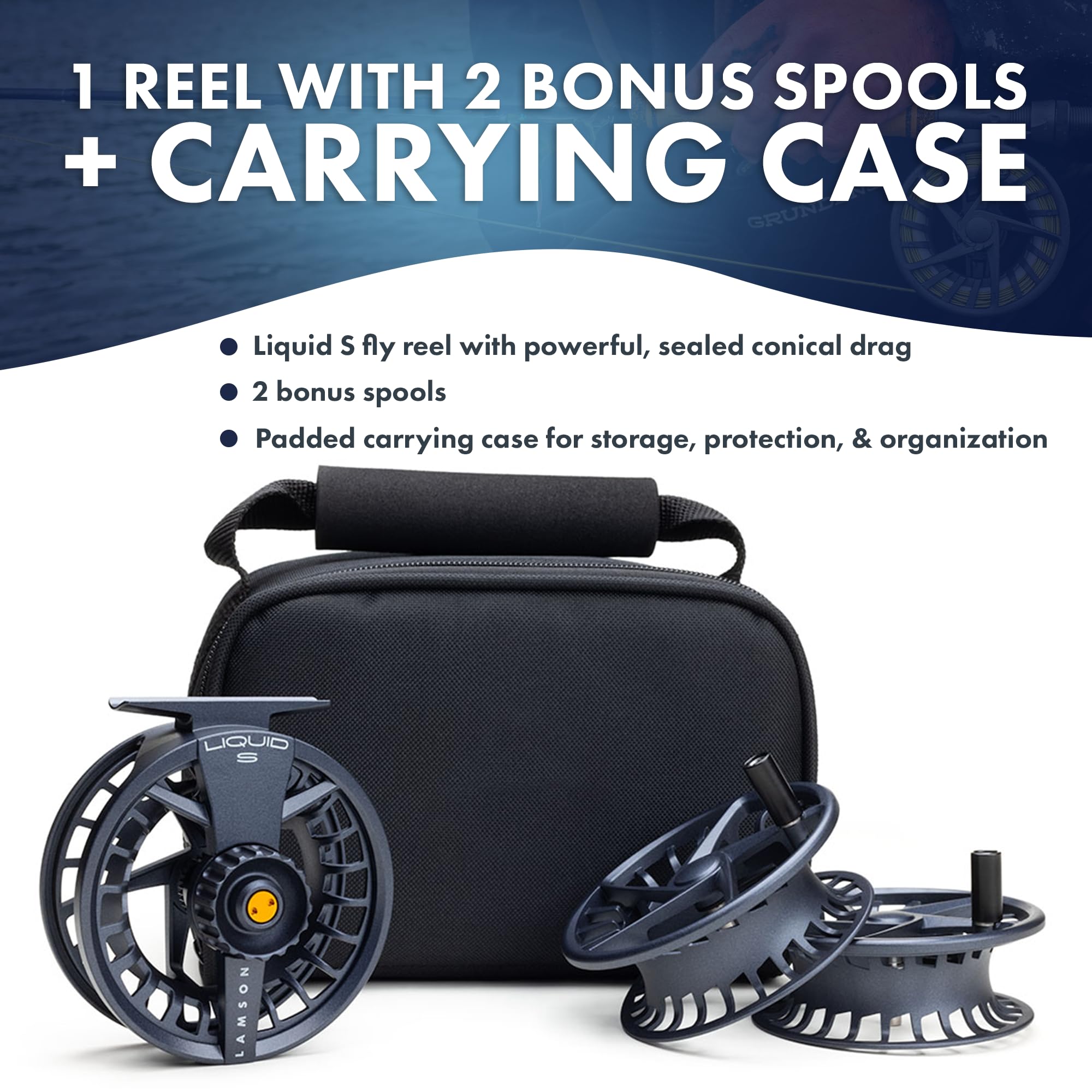 LAMSON フライリール　LAMSON LIQUID 7+　 箱付 LAMSON ラムソン Liquid -7+ リキッド ポーチ付き フライリール - 中古