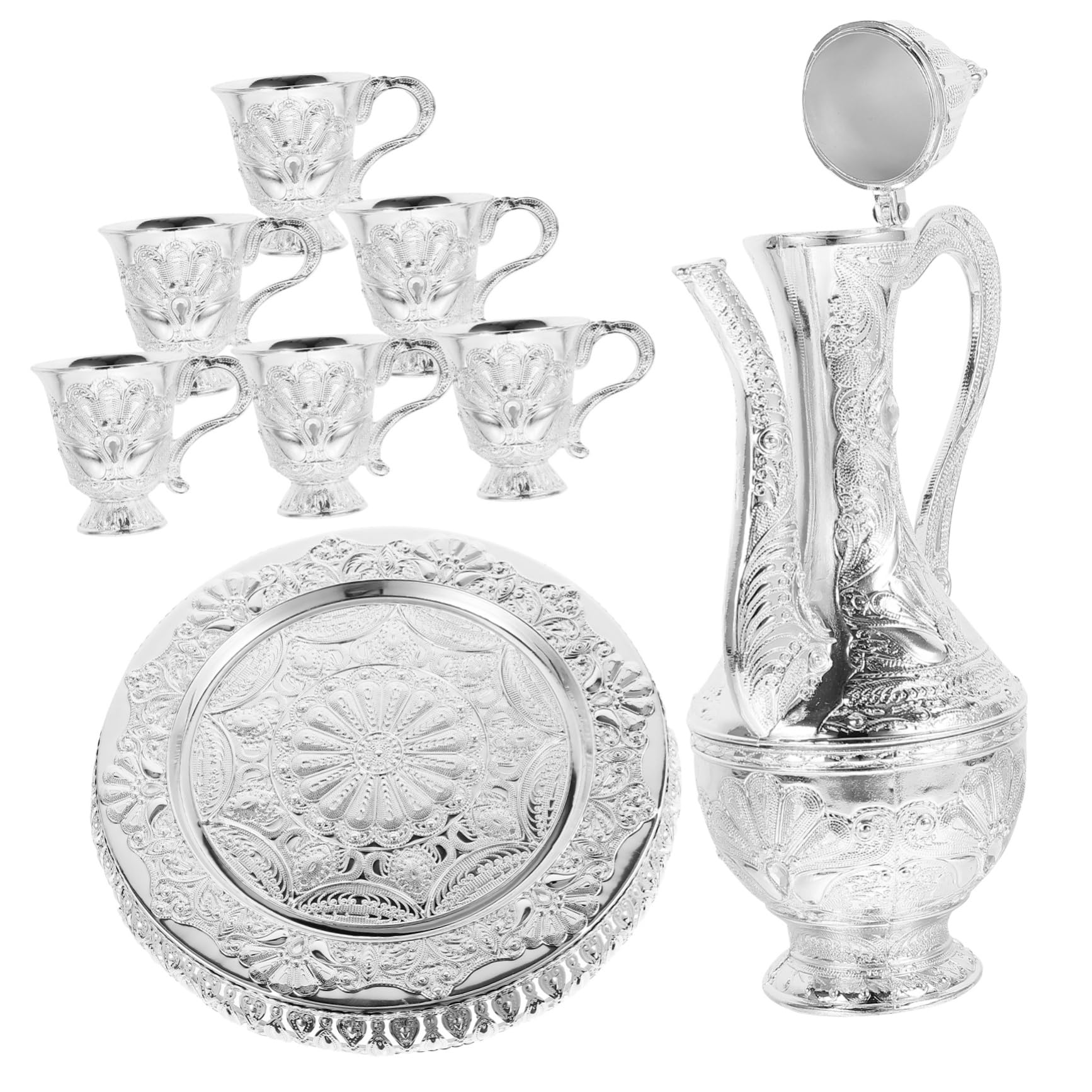 Service à thé style vintage en métal avec théière turque et tasses pour la maison