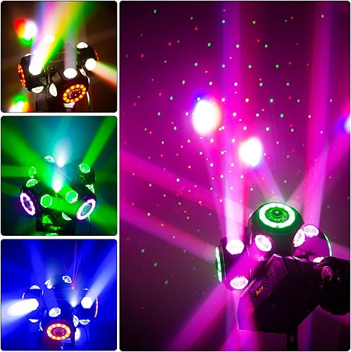 Miniatura 10 de Luces de DJ con cabeza móvil, 12 LED, luces de haz giratorio, luces de DJ, luces LED para eventos, control de sonido, Dmx512, luces para DJ, KTV,
