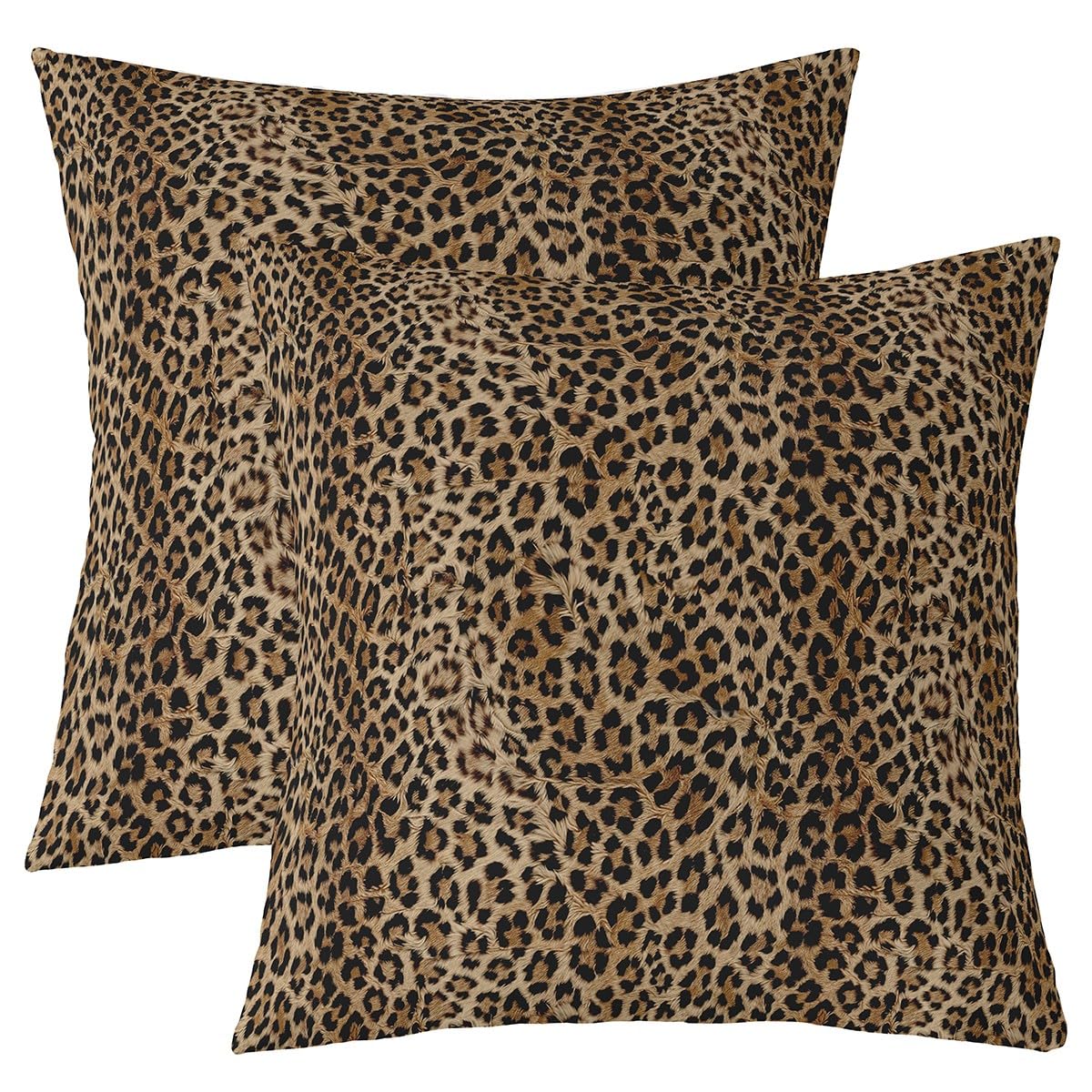 Homemissing Leopard Square Cushion Covers Set of 2, Cheetah Print Pillow Covers for Kids Boys Girls Animal Throw Pillow Covers Safari Cushion Covers for Couch Sofa 45x45cm — image 1