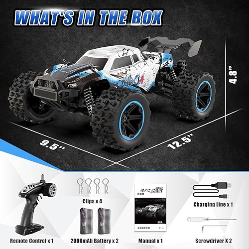 Miniatura 7 de Scientoy Autos RC 114 rápidos de 50 KPH, 4WD Offroad RC Truck con 60 minutos de tiempo de funcionamiento, auto de control remoto de alta velocidad