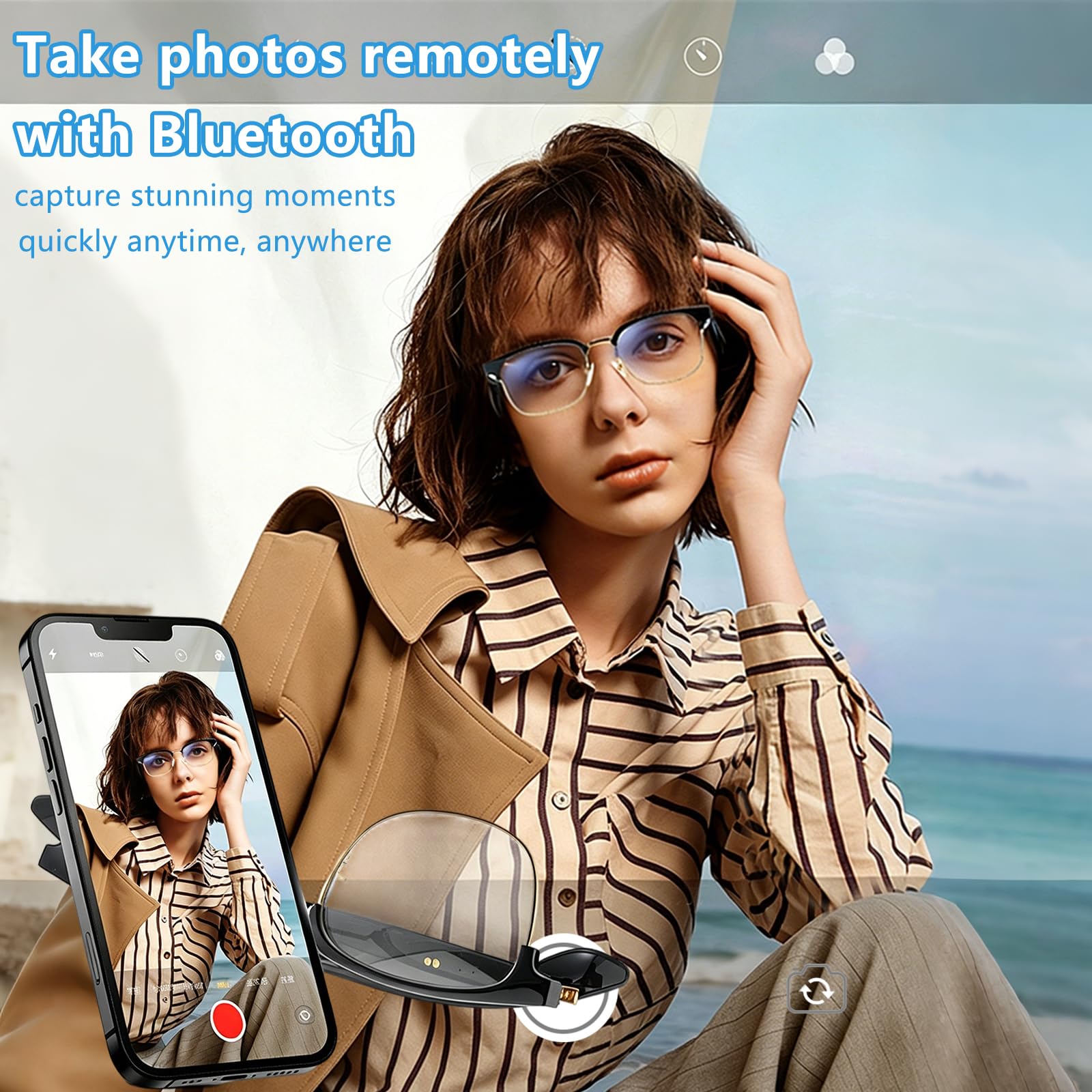 Gafas de sol inteligentes con Bluetooth AI, gafas de ciclismo con Bluetooth de oreja abierta, ligeras, manos libres, asistente de voz, traducción en tiempo real