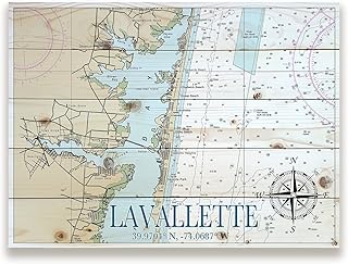 Lavallette, NJ Wall Art | 18" X 24" | Artwork and Map Printed on Wood Slats for Unique Pallet Style Map Home Décor | Ready to Hang & Fully Assembled | Perfect Gift for the Perfect Place