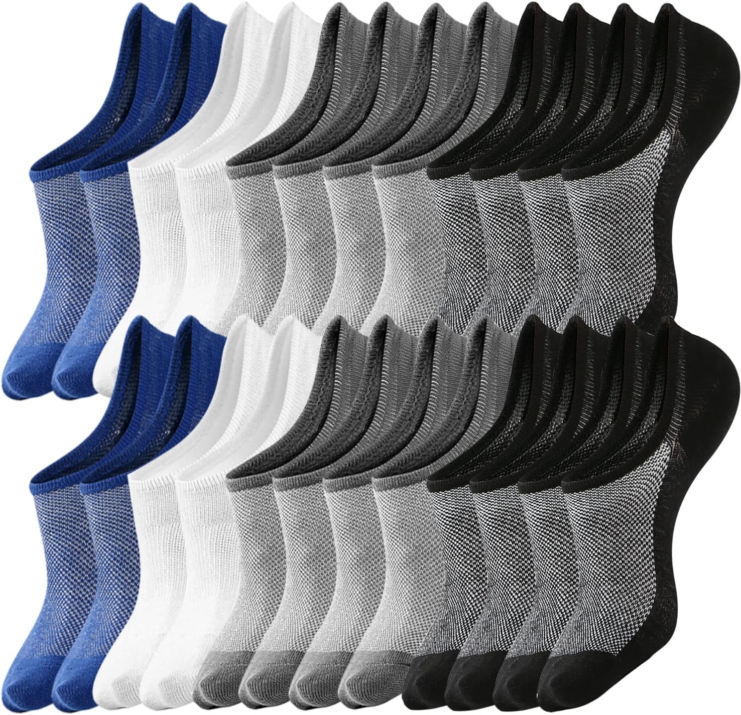 Mottee&Zconia No Show Sock Low Cut Ankle Short Socks for Men Basic Casual Anti-skid Cotton Socks with Non Slip Grips