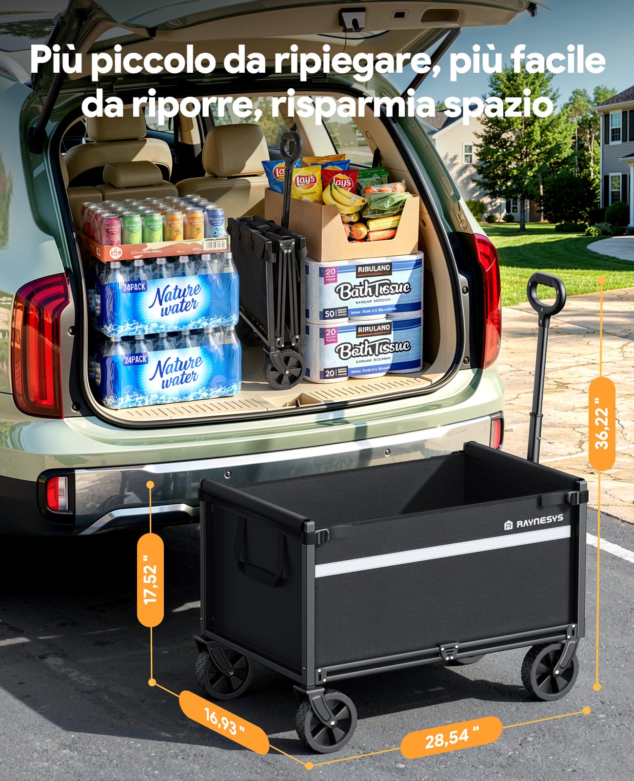 Carrelli Pieghevoli, Carrello a mano pieghevole da 330 Libbre, Carrelli Pieghevoli Resistenti con Ruote, Carrello Portatile Multiuso per Campeggio, Spesa, Sport, Giardinaggio, Acquisti, Nero Chiaro