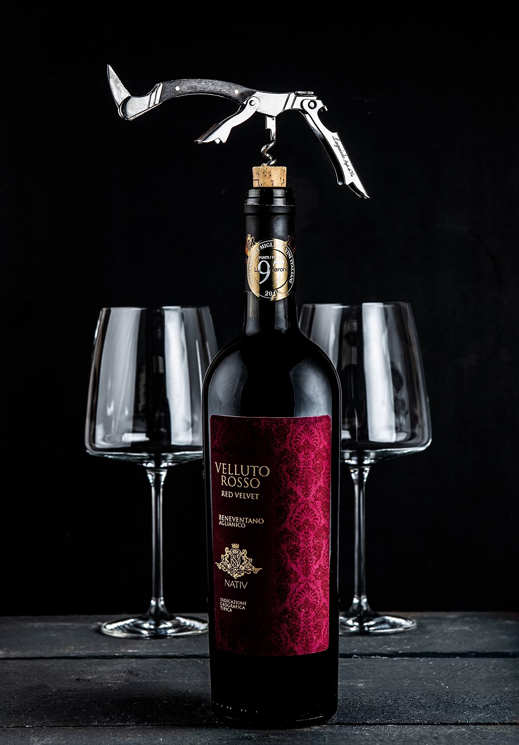 Laguiole Style de Vie cavatappi, apribottiglie con taglierina, sommelier, in Legno Pakka