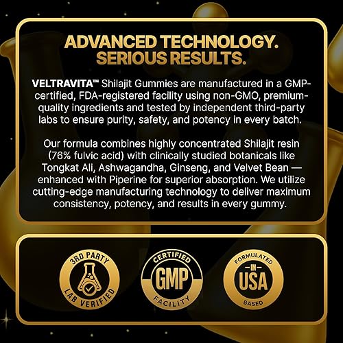 Miniatura 6 de Gomitas Alpha Shilajit, 5000 mg Shilajit puro del Himalaya para hombres, Tongkat Ali, Ashwagandha KSM 66, Advanced VeltrAbsorb, 76% + ácido fúlvico