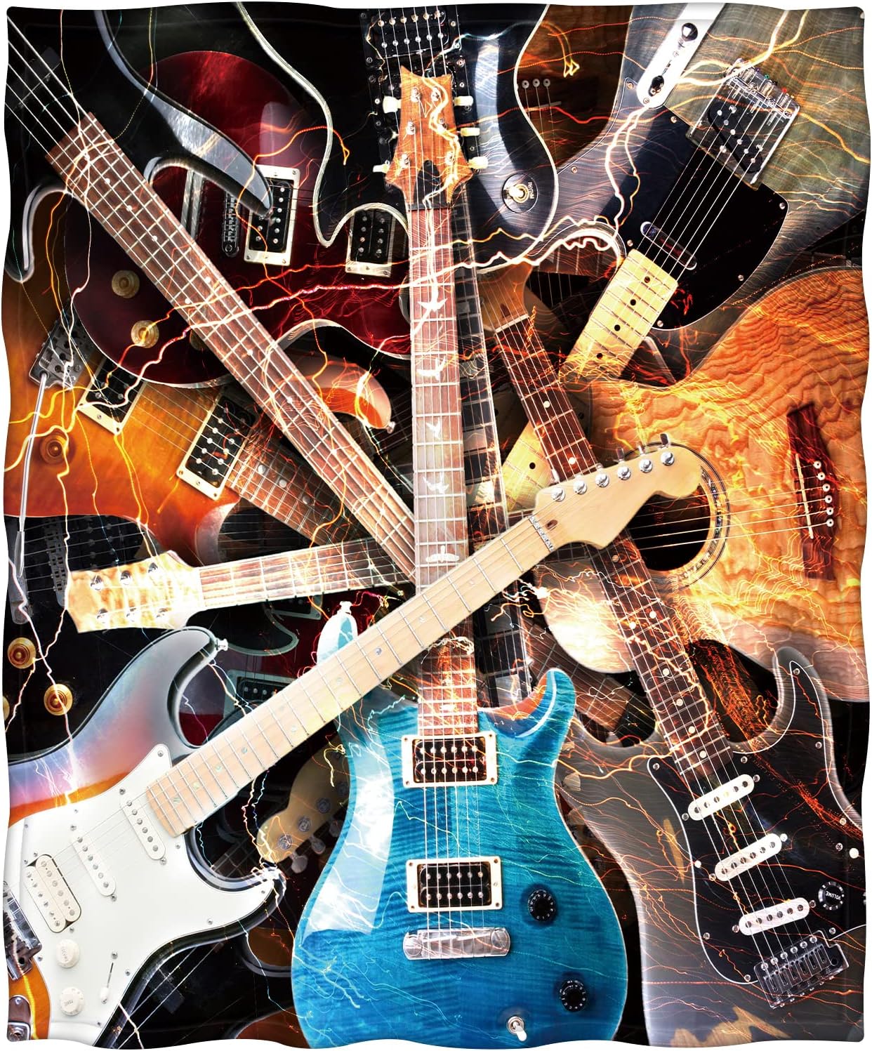Levens Music Guitar Blanket Gifts for Men Women Girls Boys, 60"x50" Guitar Throw Blanket Rock Instrument Decor for Couch Home Bedroom, Soft Cozy Lightweight Christmas Birthday Gifts for Music Lovers - Image 2