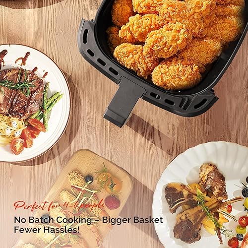 Miniatura 7 de Freidora de aire de 8.5 cuartos de galón, ventana de visión, capacidad multifuncional de tamaño familiar grande para 4 a 8 personas, cesta cuadrada