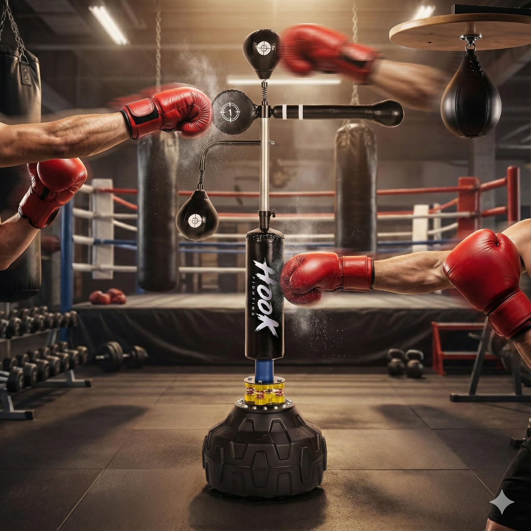 Freistehender Boxsack 3-in-1 mit 360° Reflexstange – Speedball Boxstation – PU Leder & Stahlfedern – Höhenverstellbar 160-210 cm – Für Boxen MMA & Ausdauertraining Zuhause