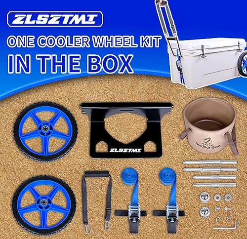 Miniatura 2 de Kit de ruedas enfriadoras mejoradas para enfriadores YetiRTICIgloo con espacio de rueda de hasta 19.8 pulgadas a 12 pulgadas, altura ajustable, base