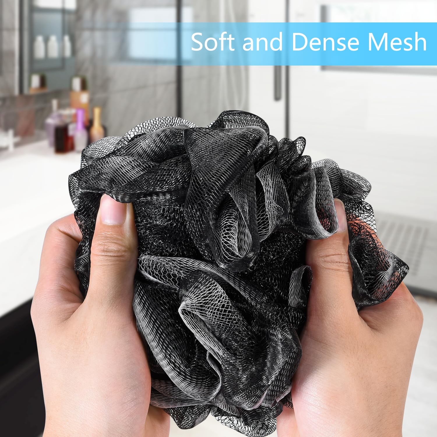 Yoget Black Loofah Sponge - 4 Pack -3