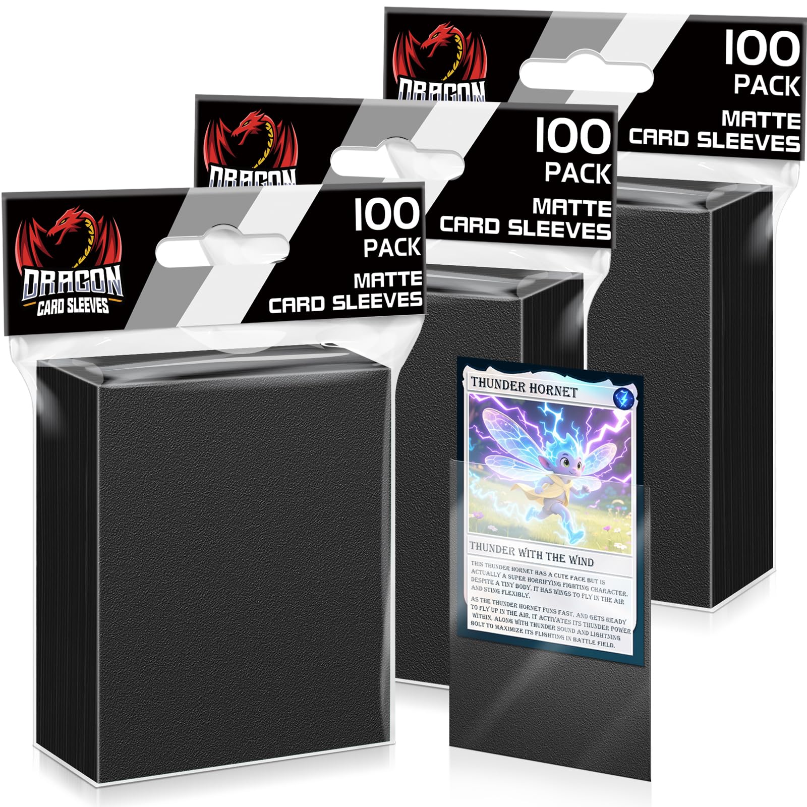 300ct Trading Card Sleeves, Matte Card Sleeves Plastic Soft Card Sleeves Card Protectors for MTG, TCG, Baseball, Sports, Standard Game Cards