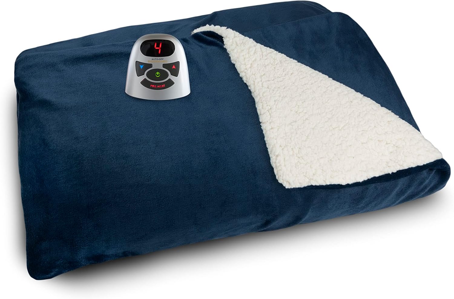 Biddeford Blankets Velour Sherpa Electric Heated Blanket