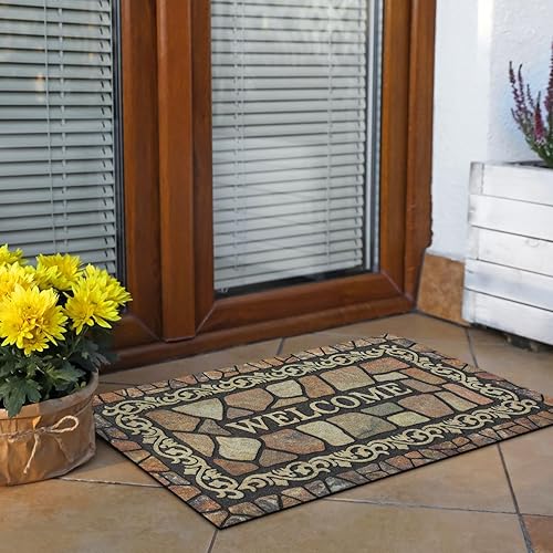 Miniatura 6 de Tapete retro para puerta, 17 x 30 pulgadas, color beige, tapete decorativo para el hogar, parte trasera de goma antideslizante y fuerte absorción de