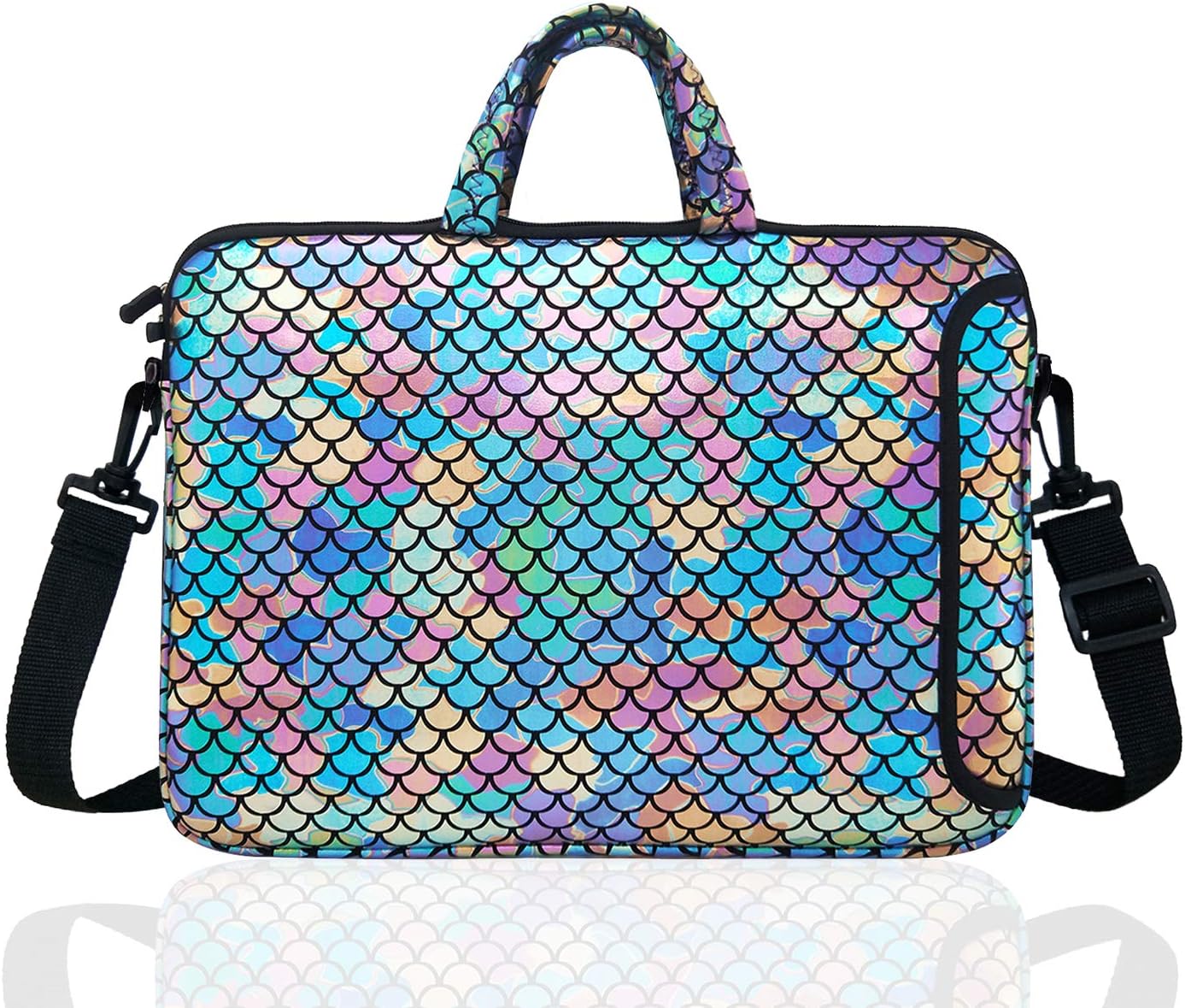 15.6-Inch Laptop Shoulder Carrying Bag Case Sleeve for 14" 15" 15.6 inch MacBook/Notebook/Ultrabook/Chromebook, Mermaid Scale (Colorful) - Image 2