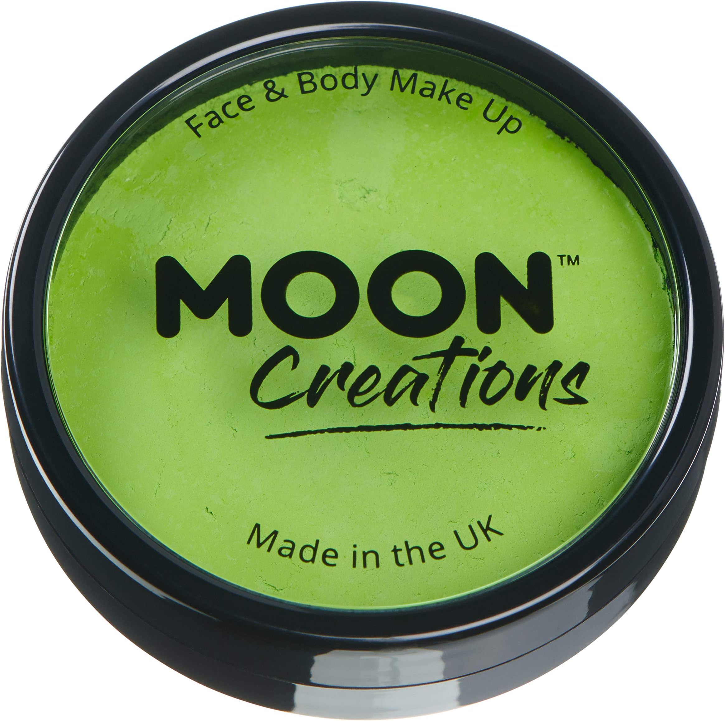 Moon Creations Pro Face & Body Makeup | Light Green | 36g | Professional Colour Paint Cake Pots for Face Painting | Face Paint For Kids, Adults, Fancy Dress, Festivals, Halloween