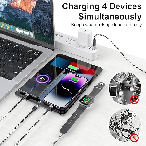 Miniatura 3 de Opluz Cable de carga de reloj y teléfono 4 en 2, cable de carga universal múltiple compatible con iPhone, iWatch, Galaxy, Pixel6 pies, magnético