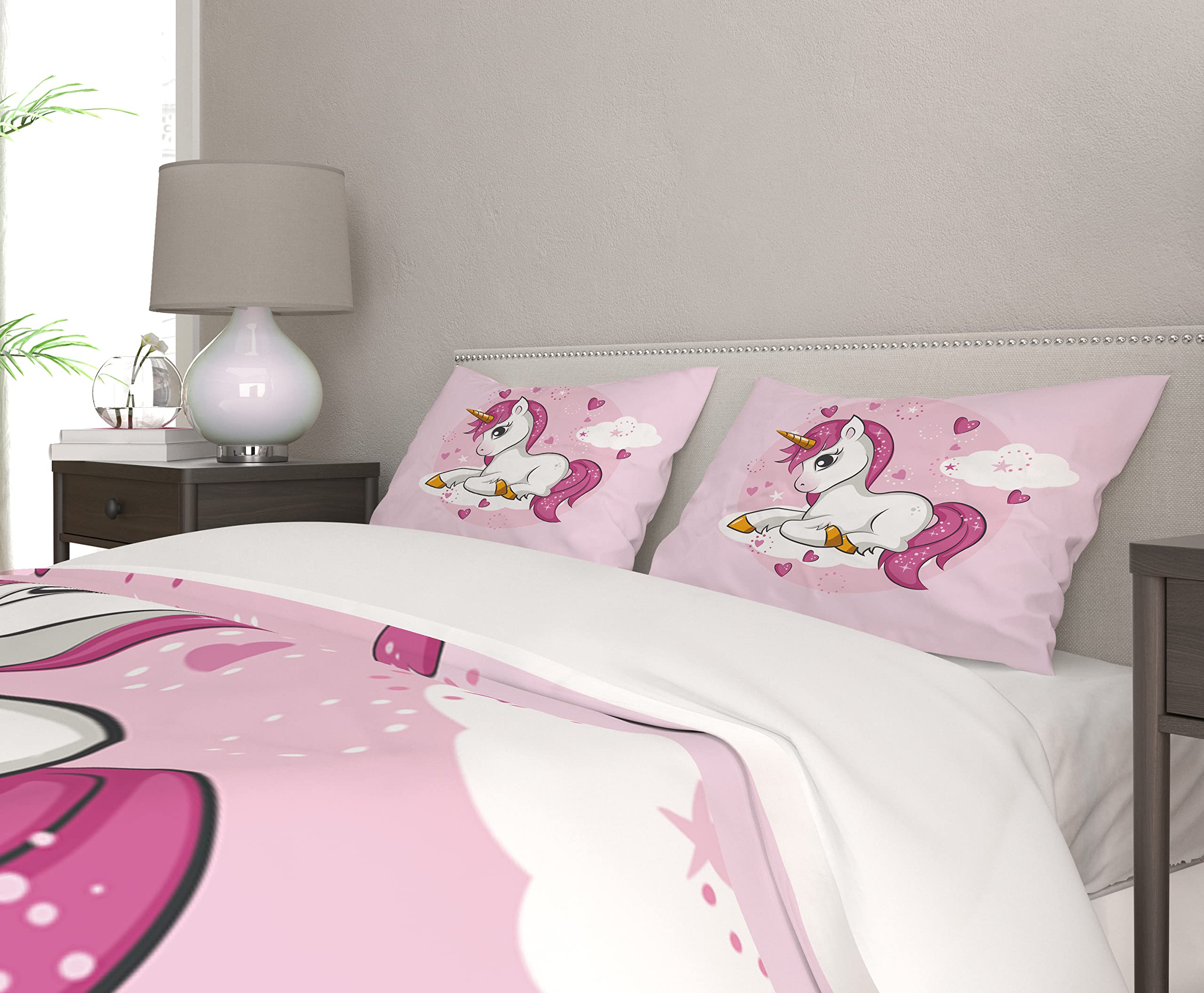 AVJWWD Set di Biancheria da Letto per Bambini, in Microfibra, con Motivo a Unicorno, con Stampa 3D, 3 Pezzi, con Chiusura a Strappo, Morbido per Ragazze (B, 220x240cm)
