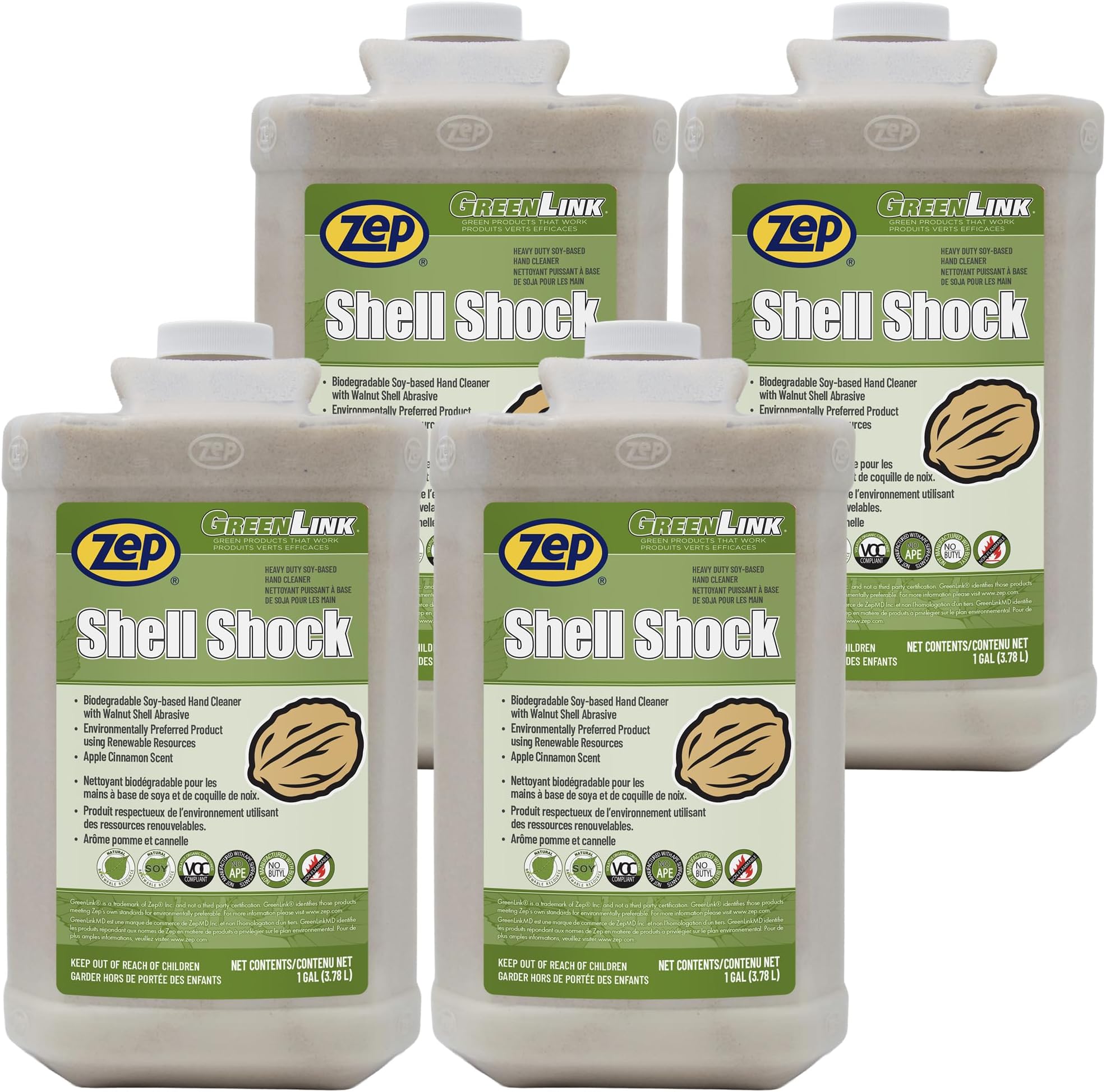 Shell Shock Industrial Hand Cleaner - 1 Gallon (Case of 4) - 318524 - Made With Biodegradable Soy and Walnut-Based Formula For An Exceptional Clean
