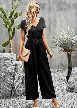 Amazon.com: WKQSCNLR Women's Short Sleeve One Piece Wide Leg