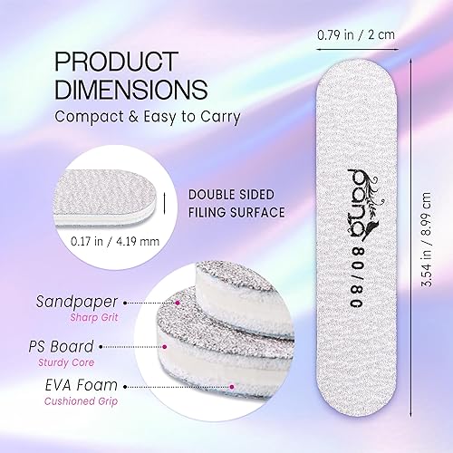 Miniatura 3 de PANA - 25 limas de uñas profesionales de doble cara tamaño mini - cebra, grano 8080 - lima de inmersión de uñas Emery Board manicura pedicura