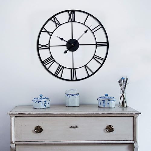 Miniatura 2 de Decorlives Reloj de pared grande de 1 pieza de metal con diseño de equipo romano de 60 pulgadas