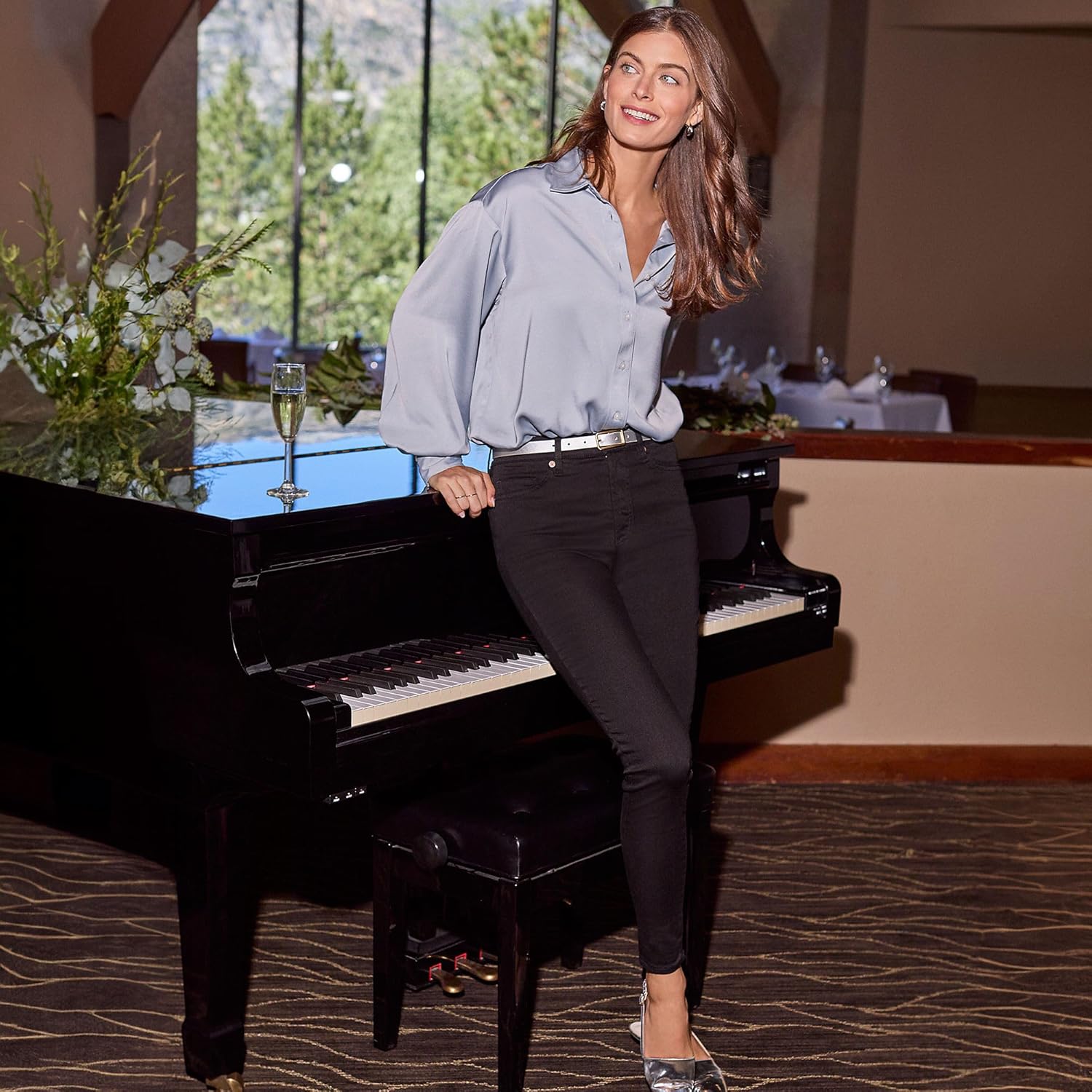 Lands' End Women's High Rise Adaptive Lycra Skinny Jeans