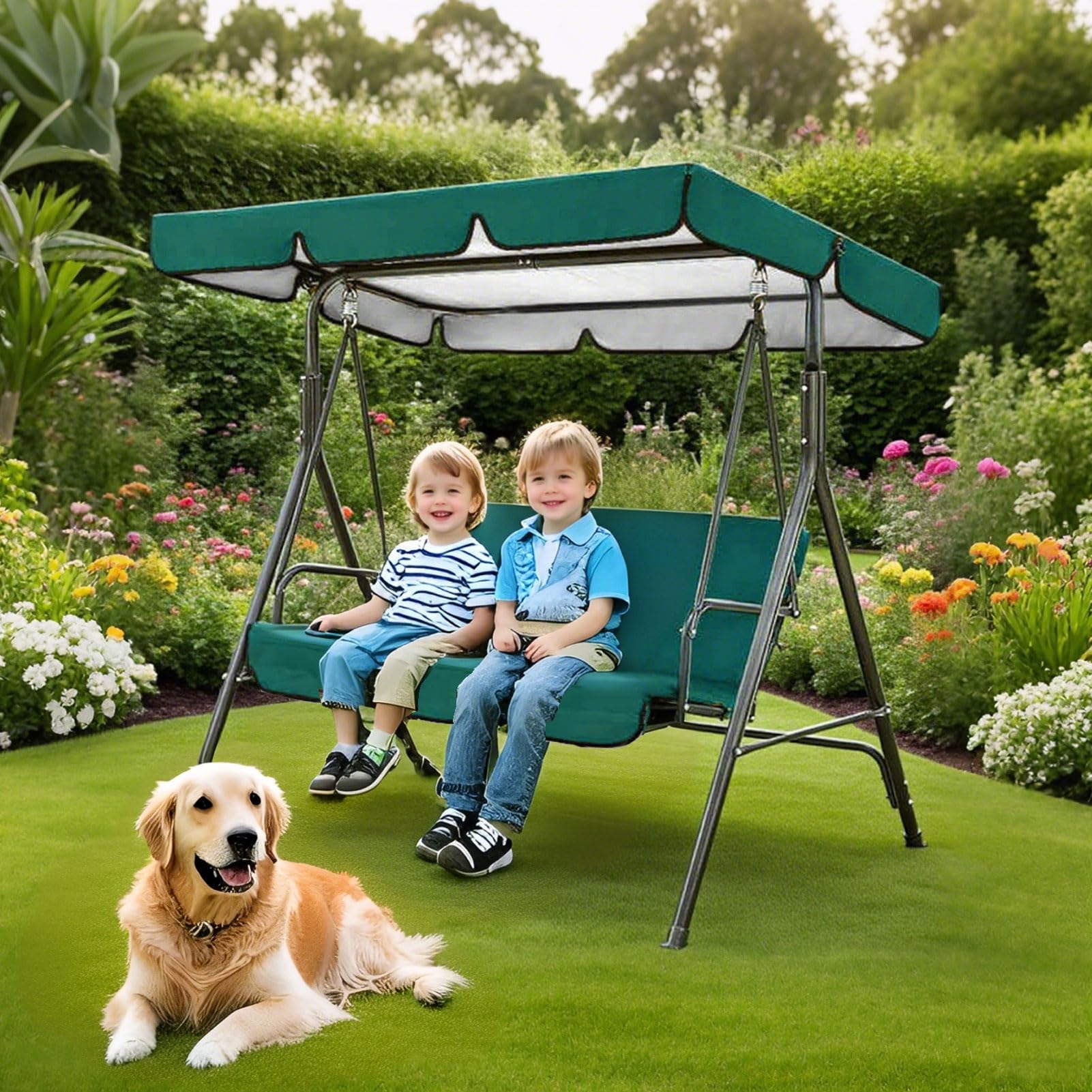 Copertura Dondolo 3 Posti Impermeabile, Tettuccio per Altalena da Giardino, Telo Ricambio Universale, Tetto UV 50 per Altalena Hollywood Sostituzione,Rosso,164 * 114 * 15cm+150 * 150cm