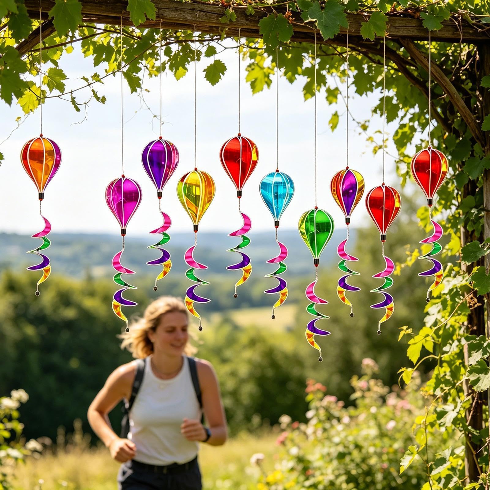 Balon na gorące powietrze - kolorowe urządzenie do odstraszania ptaków, wiszący składany balon na gorące powietrze dekoracja | do pawilonu ogrodowego, trawnika, podwórka, domku na drzewie, ochrona