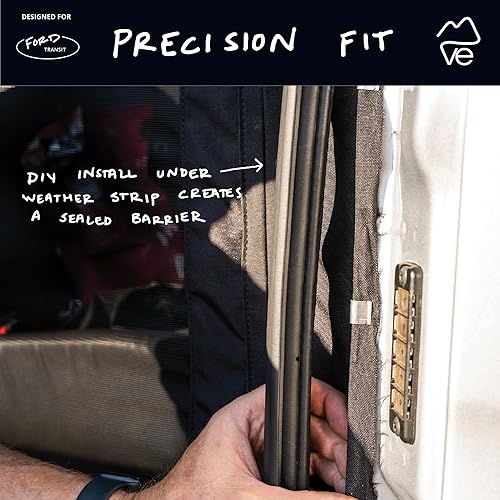 Miniatura 12 de VanEssential Pantalla mediana para puerta trasera para techo diseñado para Ford Transit - Cierre de cremallera central