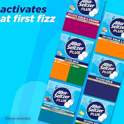 Miniatura 6 de Alka-Seltzer Plus Comprimidos efervescentes severos de cáscara de naranja Fizz PowerFast en frío, 24 unidades, el embalaje puede variar