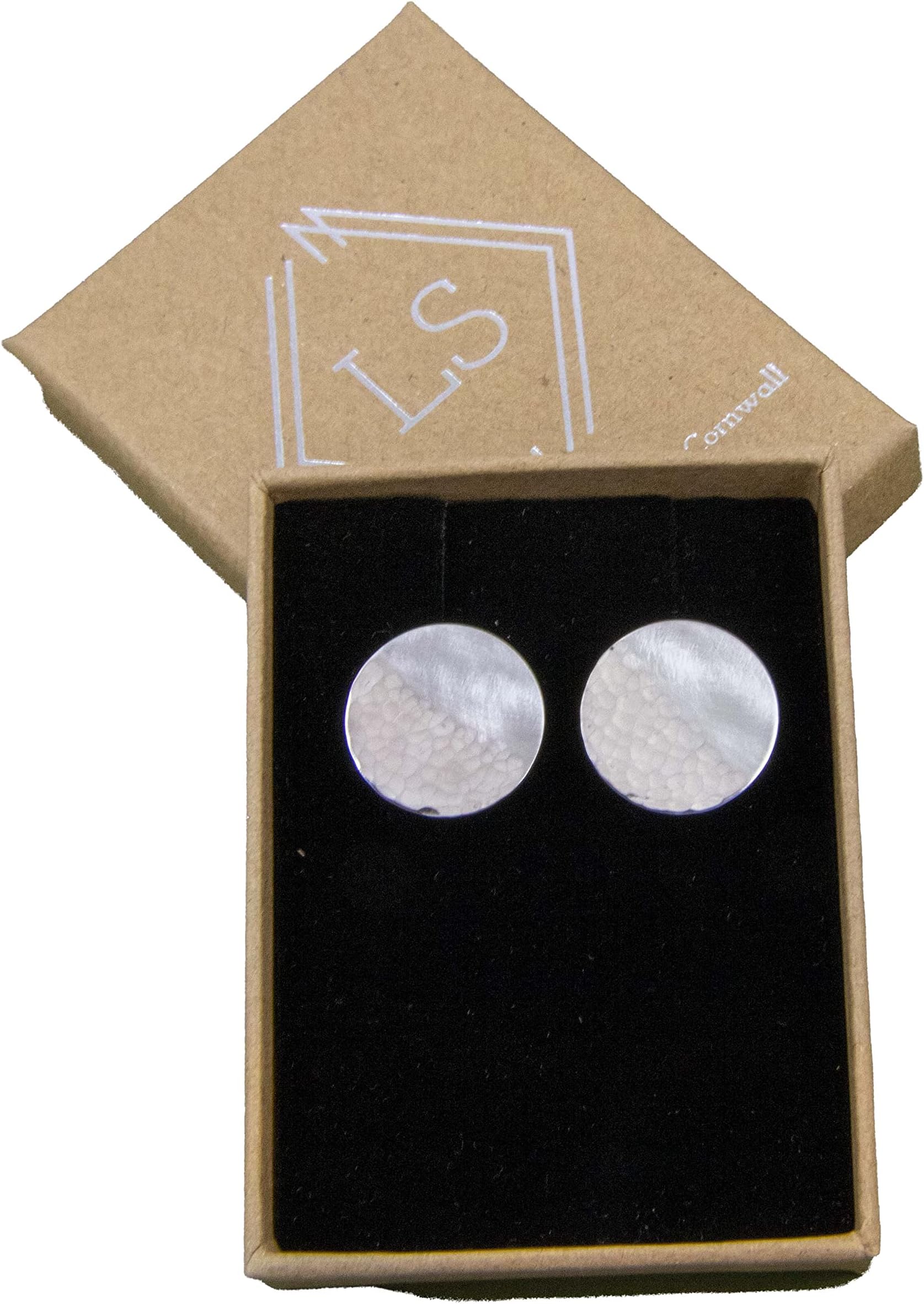 Sterling Silver disc cufflinks - circle cufflinks - Reflections on the Sea - hammered silver - Sea inspired - handmade in Cornwall - Genuine Real Silver