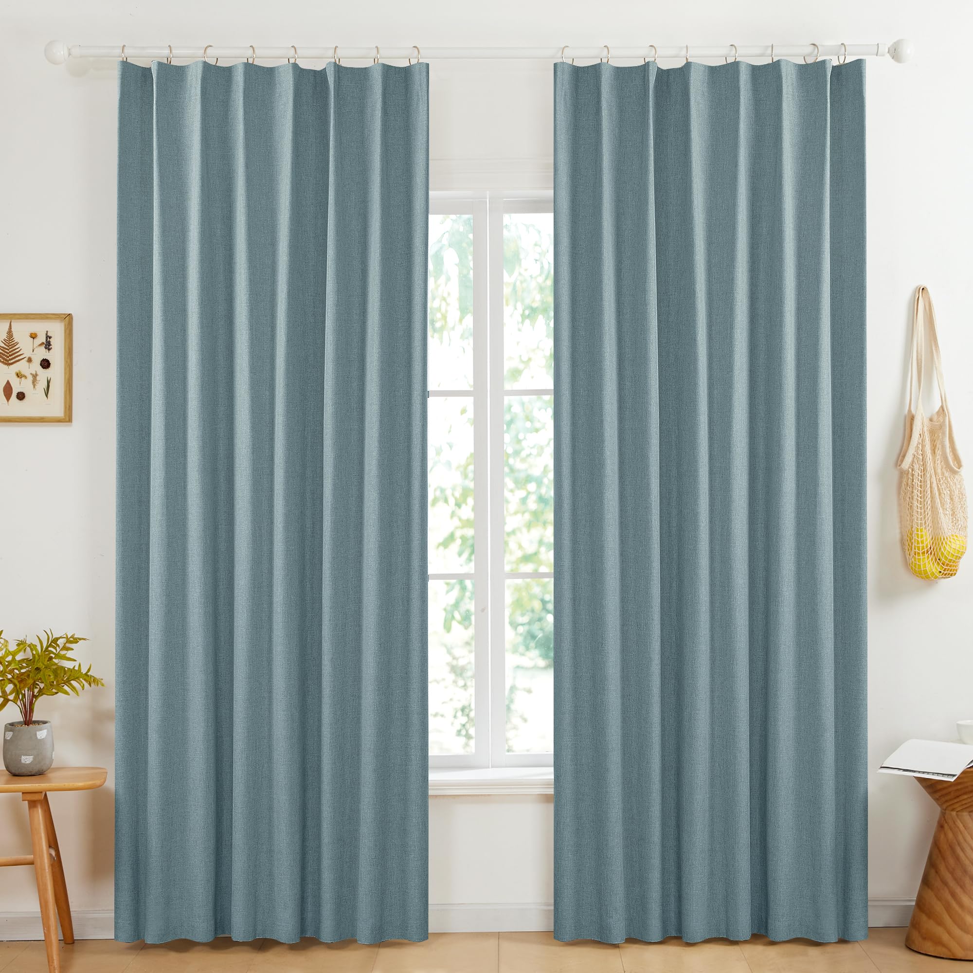 Deconovo 100% Blackout Pinch Pleat Curtains, Thermal Insulated Room Darkening Drapes for Bedroom & Living Room, Noise Reducing for Enhanced Sleep & Privacy, Teal, 40x108 Inch, Set of 2 Panels