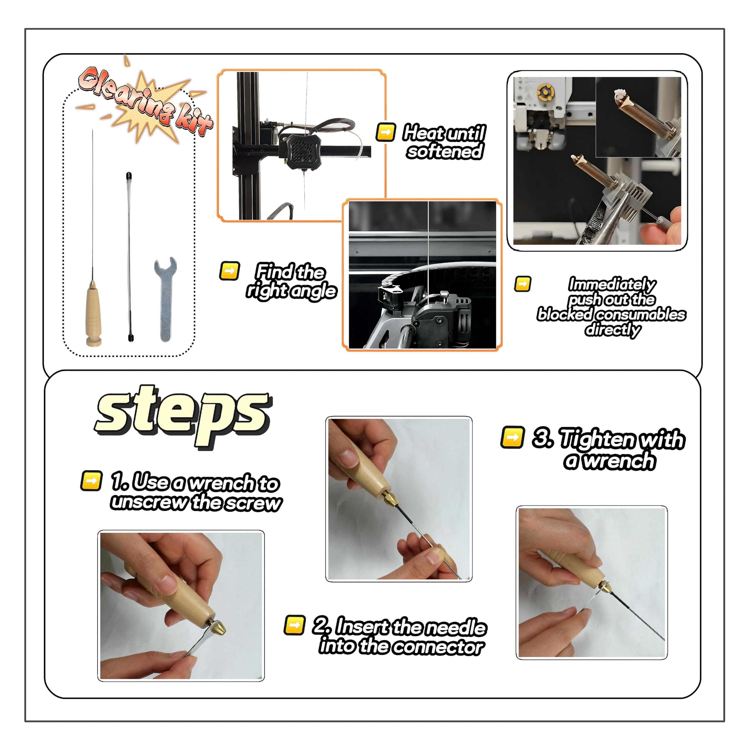 214PCS Kit de Herramientas para Impresora 3D, Accesorios con Limpieza de Boquillas, Desbarbador, Pinzas y Alicates para Desmontaje, Mantenimiento y Mecanizado de Precisión