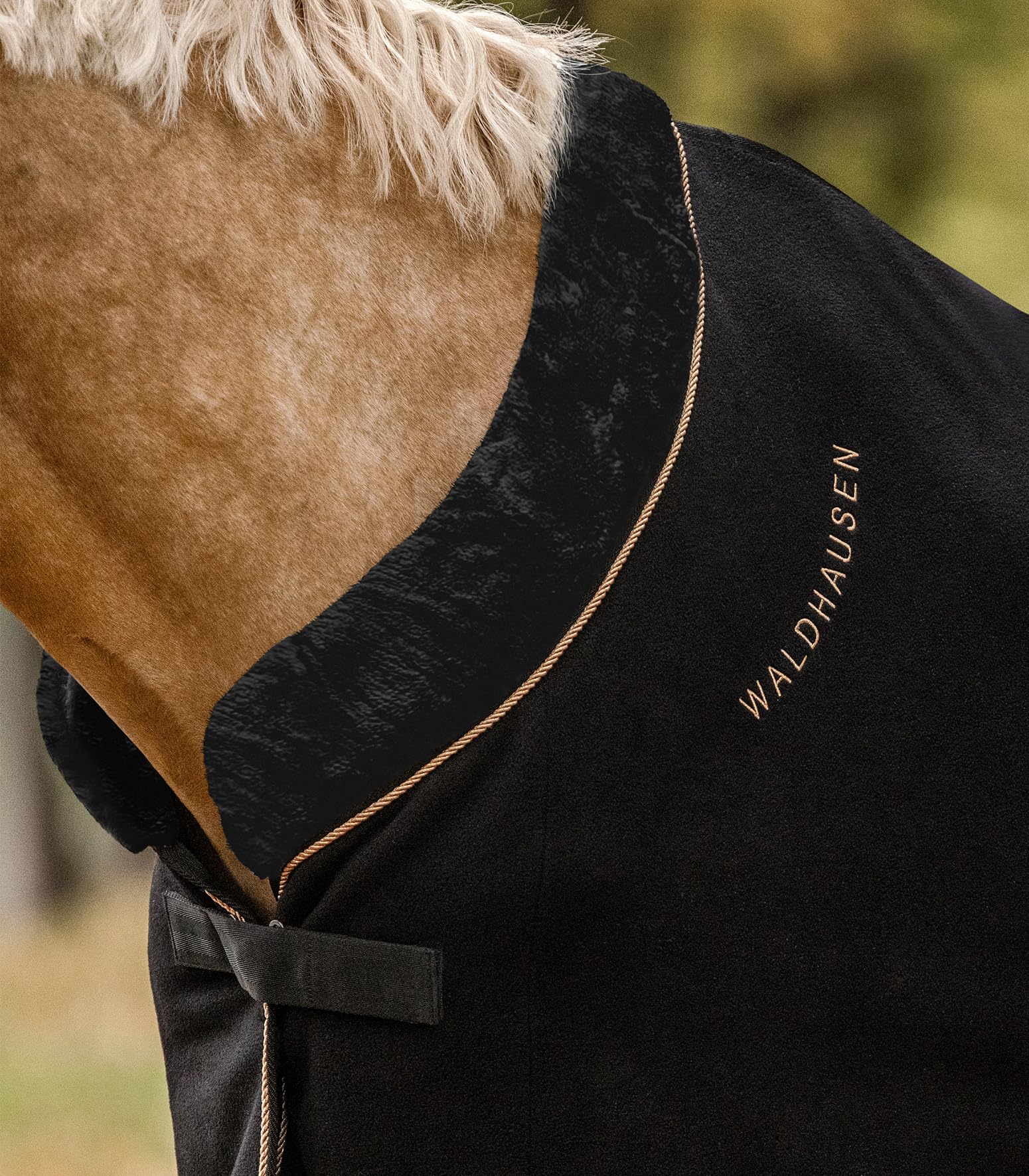 WALDHAUSEN Fleecedecke modern rosé, schwarz/Gold, 135cm