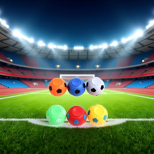 Vista 8 de 6 pelotas de fútbol de color aleatorio de 2.2 in, spinners de mano, pelotas de fútbol, pelotas de fútbol giratorias, alivio del estrés, pelota