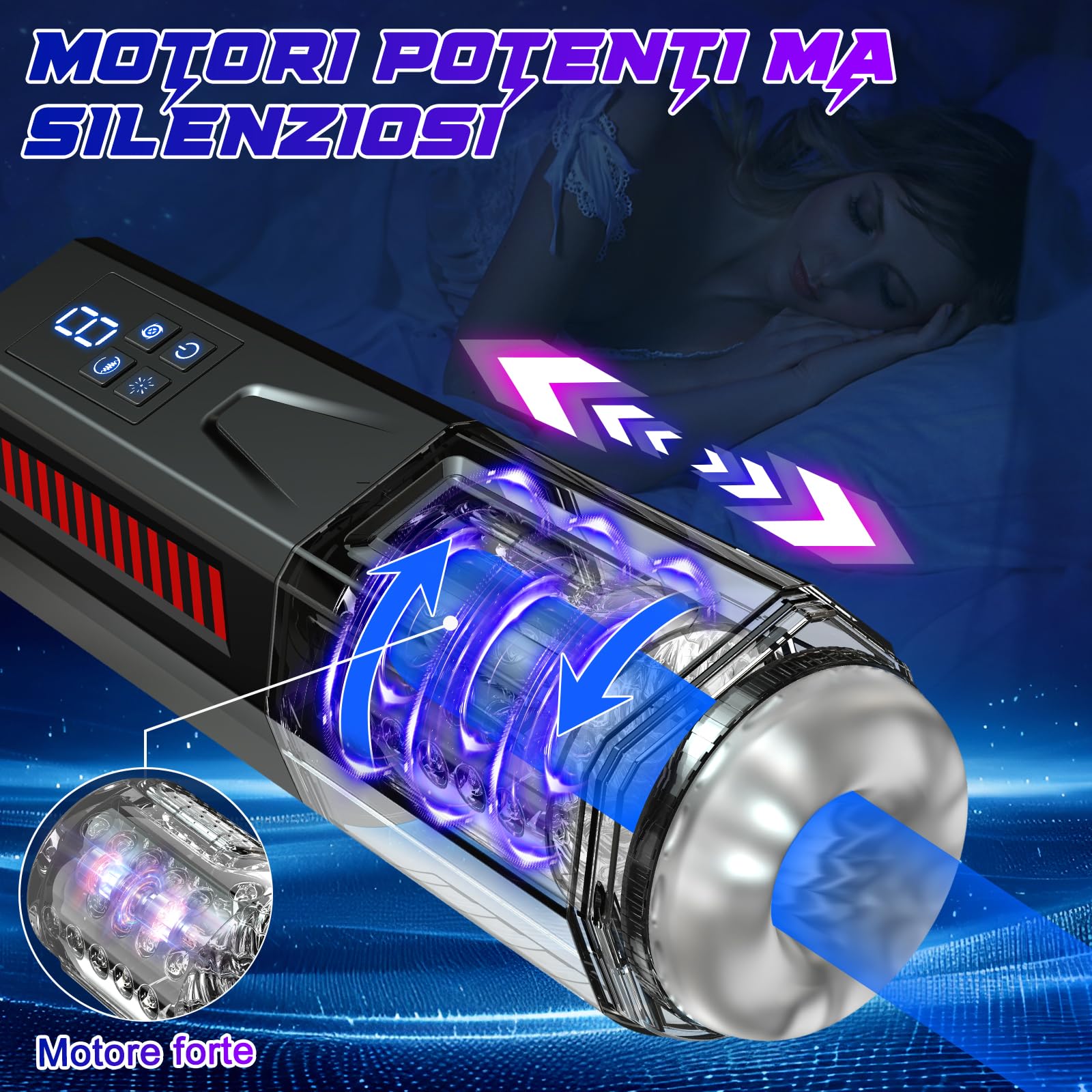 Masturbatore Uomo Sex Toys per Uomini - Masturvatore per Uomo Eletrico LED con 7 Vibrazione e Telescopico e Rotante, Masturbatore Maschile Automatico Sexy Toys con Vagina Finta 3D e Anelli per il Pene