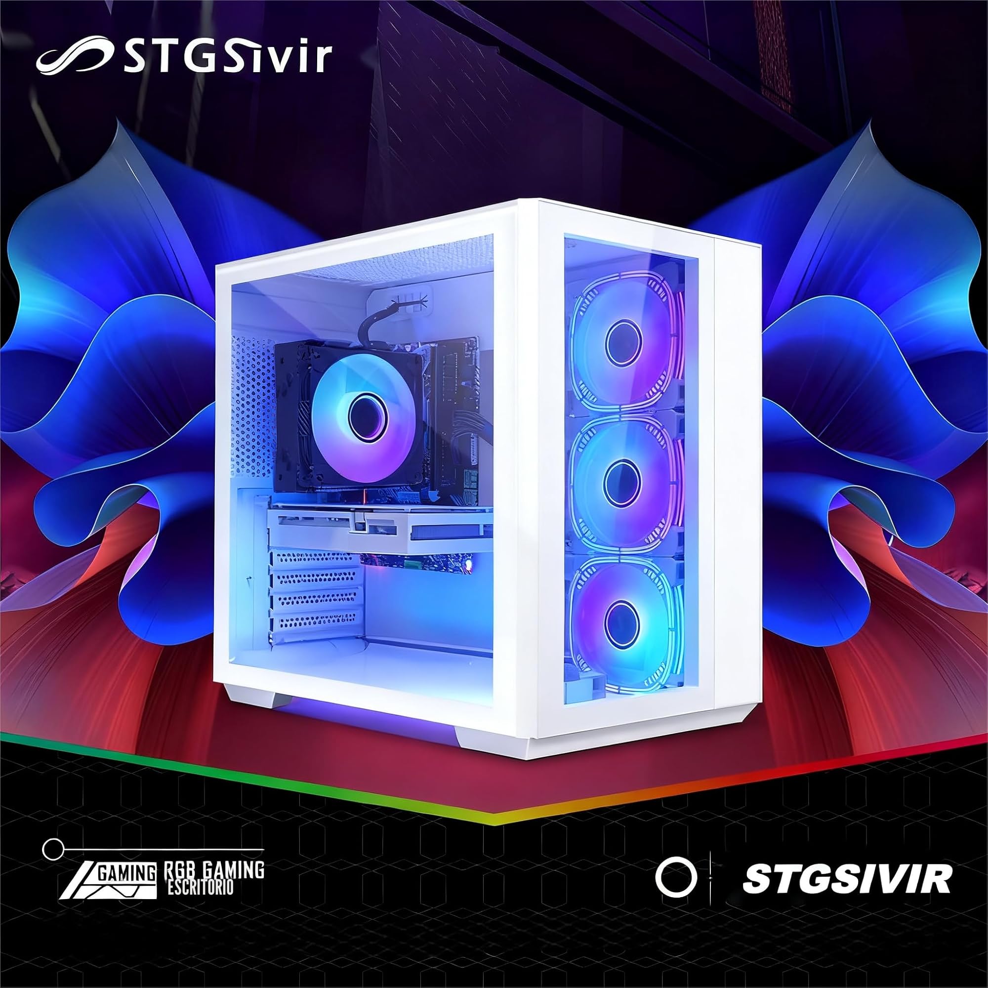 STGsivir PC Gaming, Ordenador de Sobremesa Gaming, Core i7 hasta 3.9 GHz, Nvidia RTX 3060 12GB GDDR6, 16GB RAM, 1TB SSD, WiFi 6, BT 5.0, Windows11 Pro