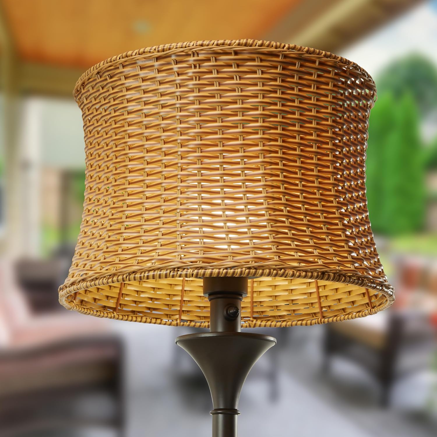RIVER OF GOODS 59.5" H Indoor/Outdoor Floor Lamp - Basketweave Standing Floor Lamp for Living Room, Bedroom, Patio - Coastal Style Floor Lamps - Tan