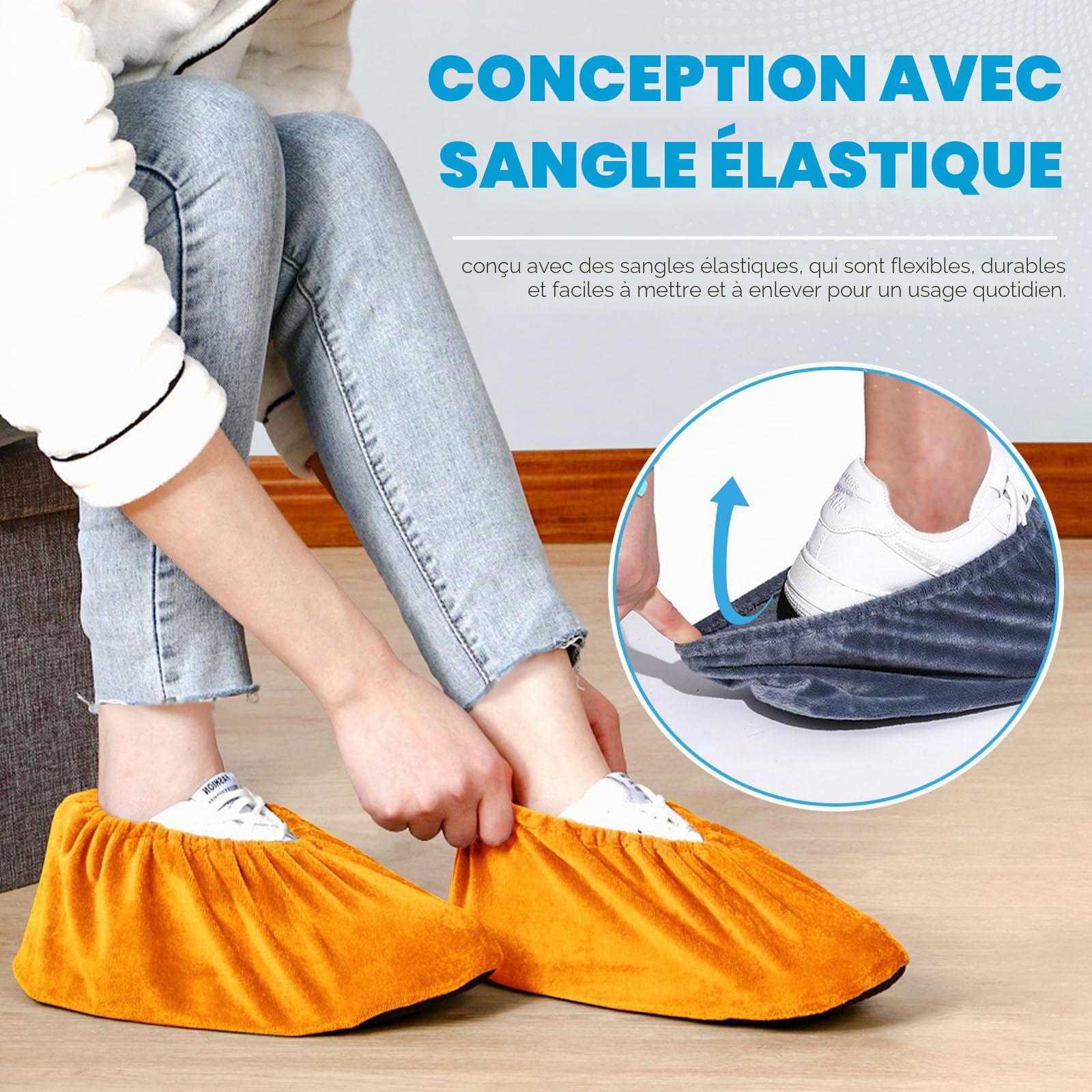 Lot de 20 couvre-chaussures réutilisables et lavables pour l'intérieur et l'extérieur, couvre-chaussures de marche sans glissement, accessoires d'intérieur (multicolore)