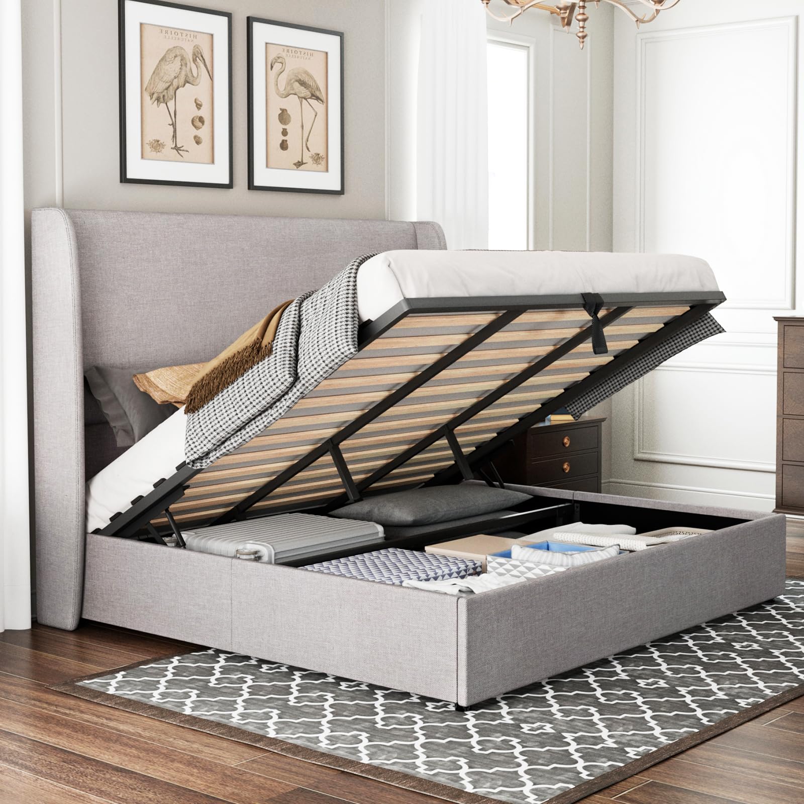 Jocisland King Lift Up Storage Bed