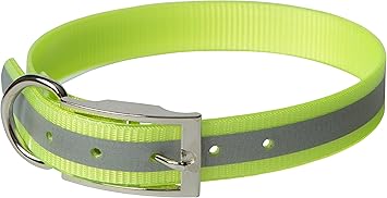 SunGlo Reflective Regular Dog Collar, 1" Wide, Yellow, Fits 16"- 19.5" Neck Sizes, Highly Reflective & Tough Construction for Active Dogs