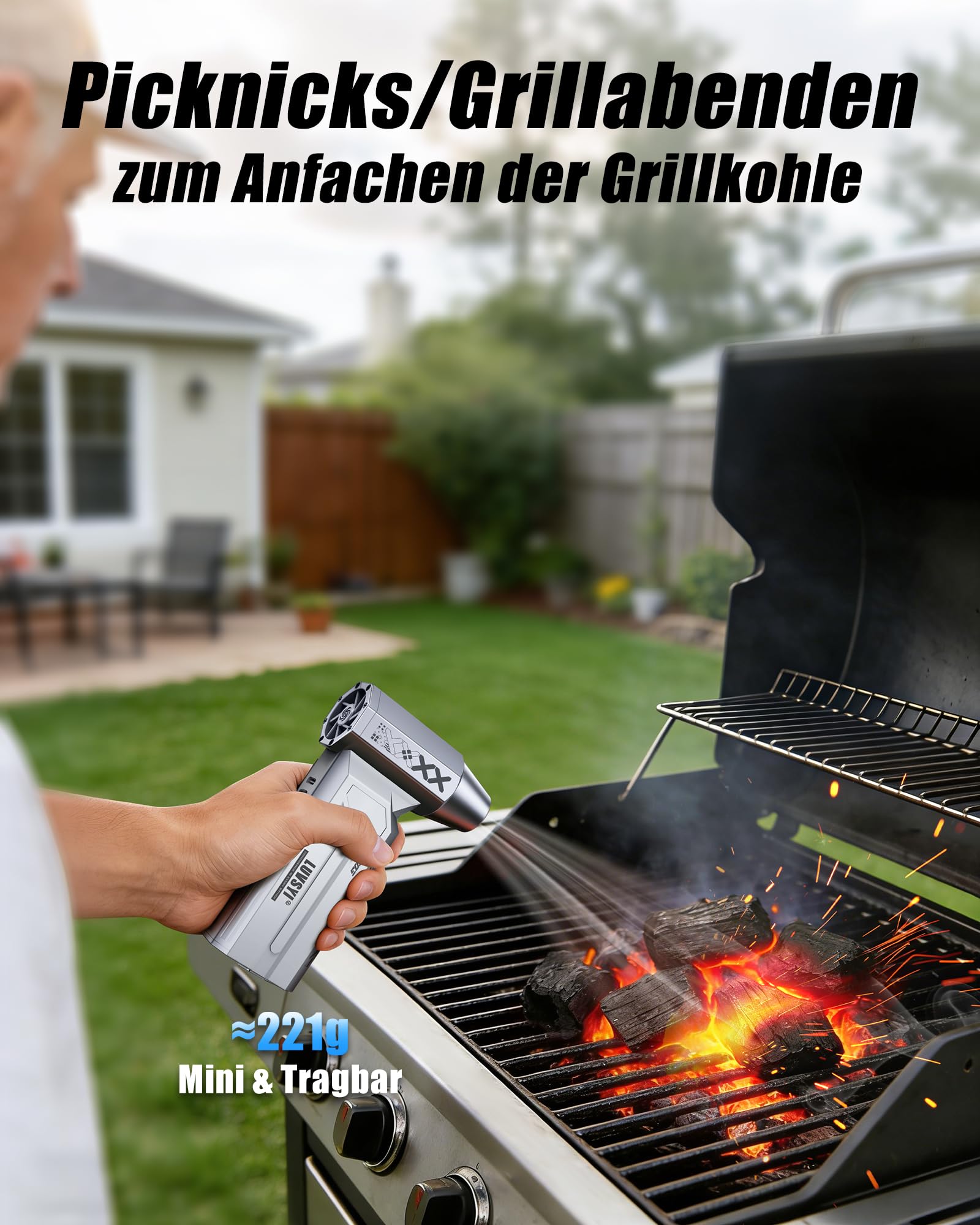 HAOFOYFUN Electric Air Duster 150000RPM Akku Hochleistungs-Luftgebläse mit LED-Display