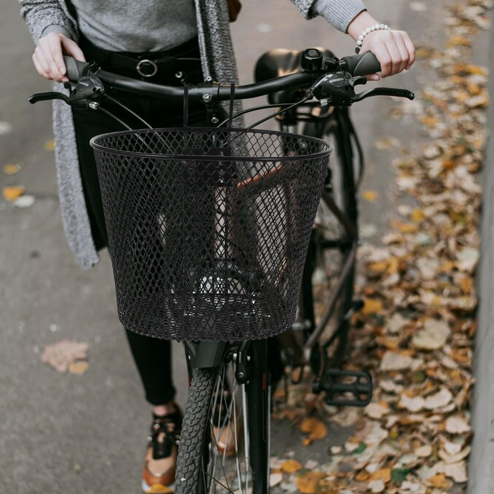 Angoily Robuster Fahrradkorb Vorne aus Eisen mit Haken Großer Metallkorb für Mountainbike und Kinderfahrrad Praktisches Fahrradzubehör für Lenker