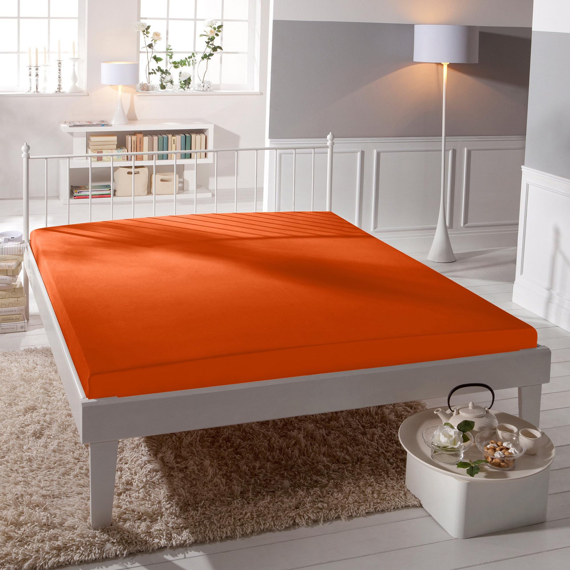 Drap-housse Bassetti Uni, Rouge, 95% Coton Et 5% élasthanne, 140x200 Cm Ou 160x220 Cm, Lavable 60°C, Qualité Jersey