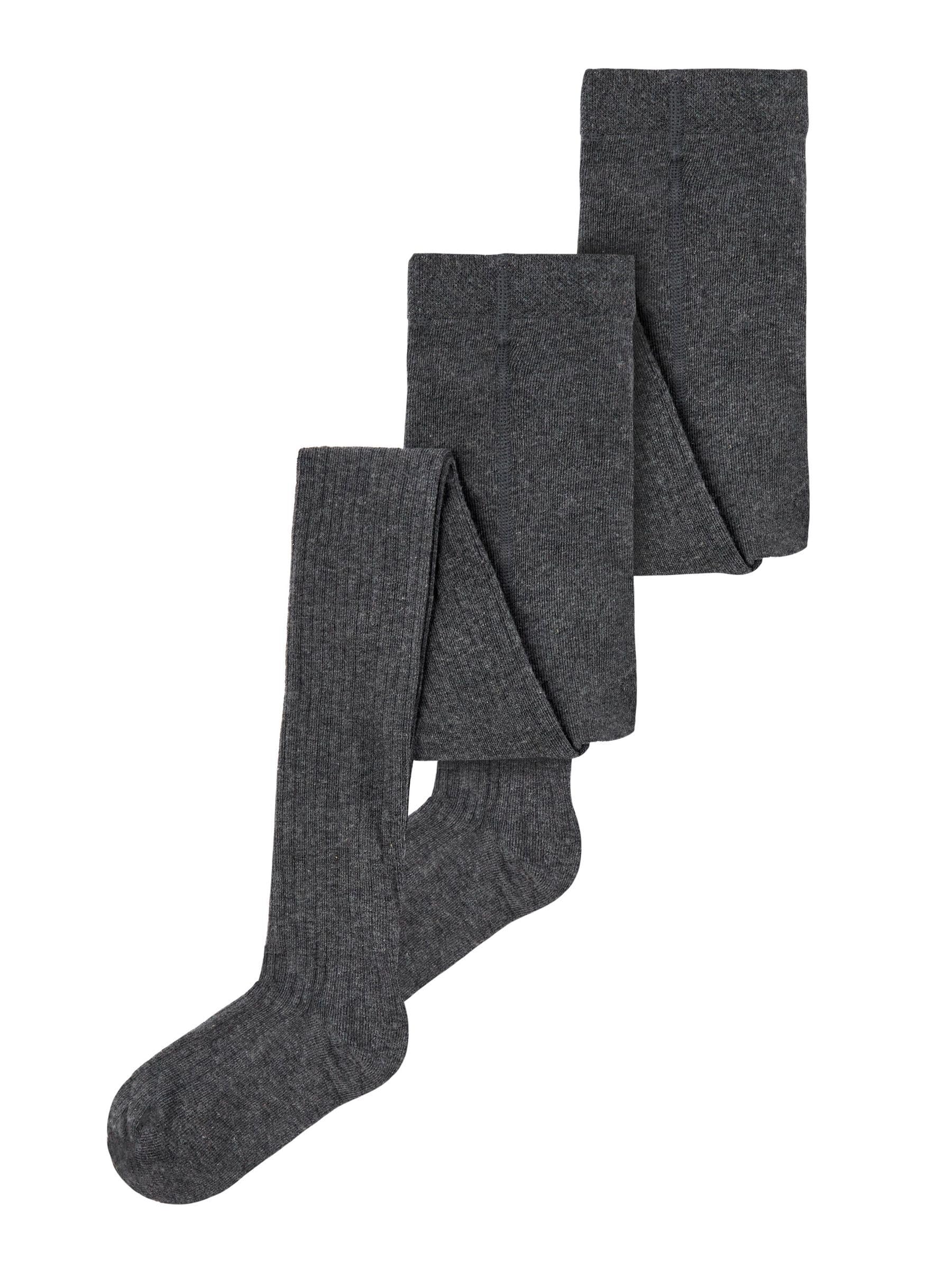 NAME IT Unisex kids NKNPANTYHOSE RIB 2P NOOS Pantyhose, Dark Grey Melange, 86/92