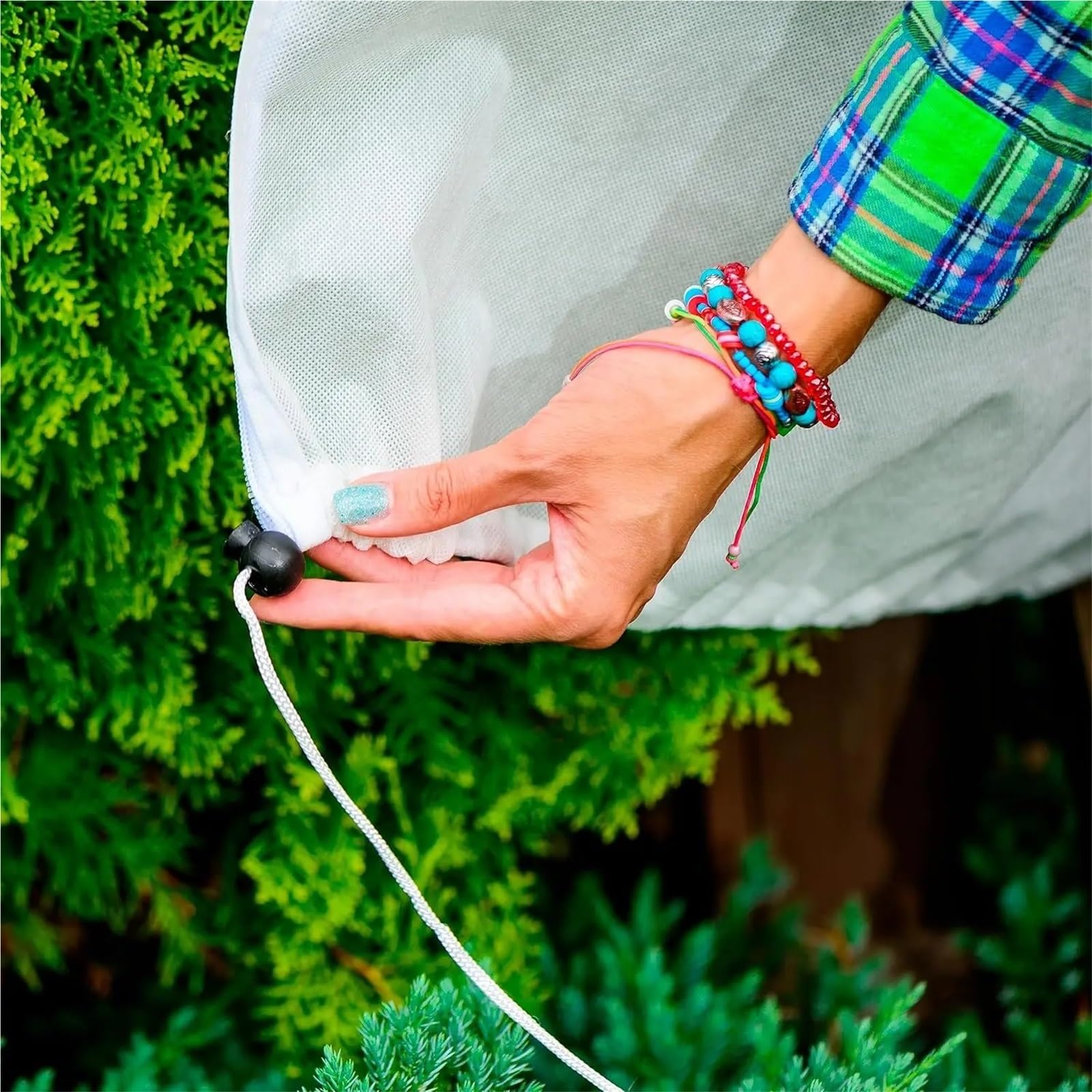 2 Pezzi di Copertura for Piante Invernali con Coulisse e Cerniera for Alberi, Piante da Giardino per Piante in Vaso(White,80x100cm)